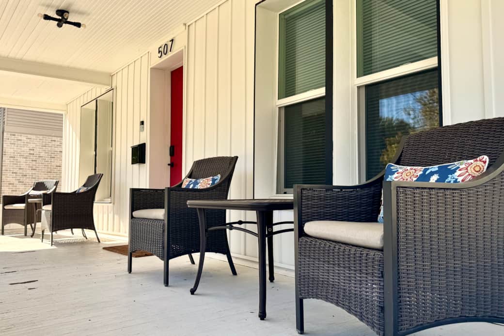 Shaded front porch seating