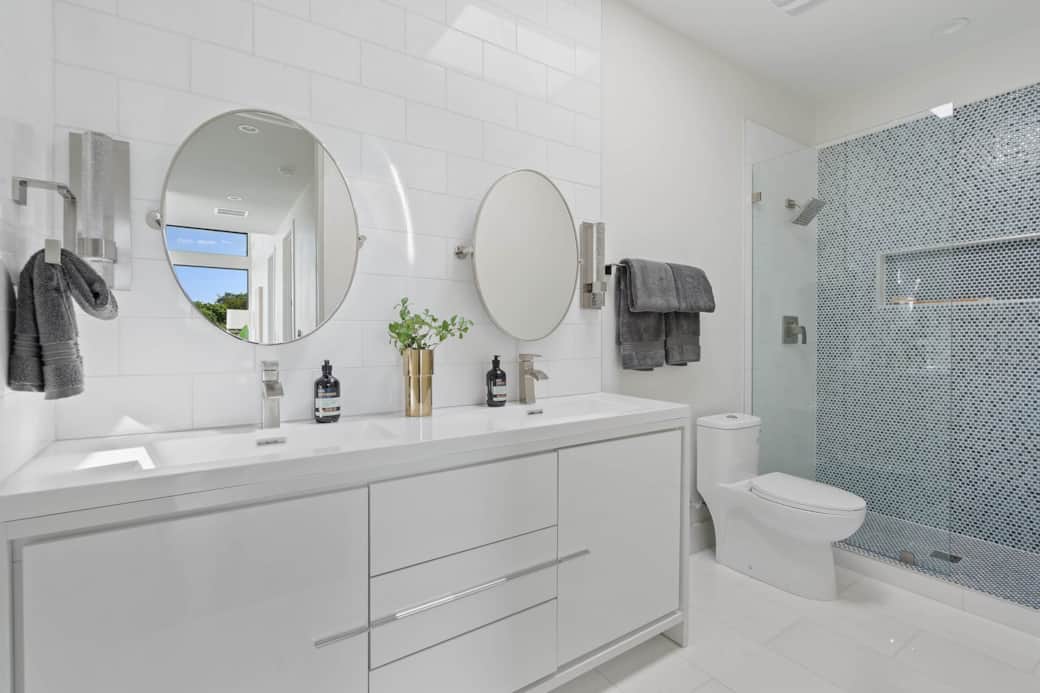 Upstairs full bath - double vanity and walk-in shower