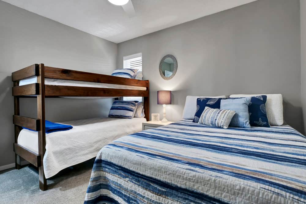 2nd bedroom with full size bed and twin bunks