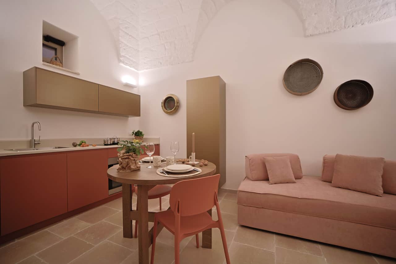 soggiorno e cucina a vista