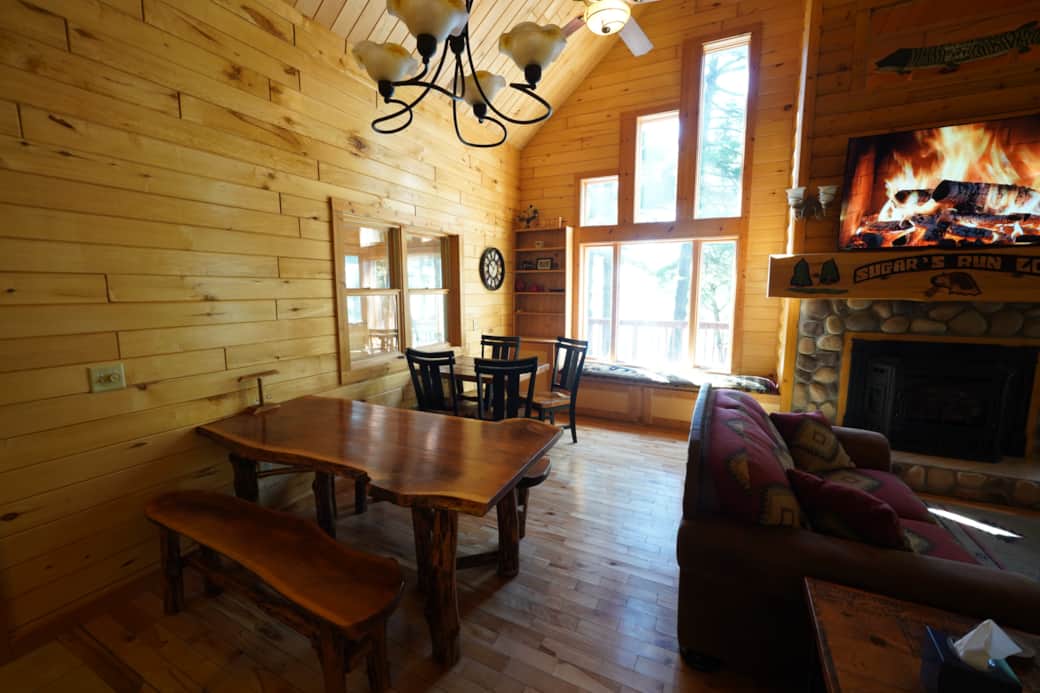 Dining room with two tables. 