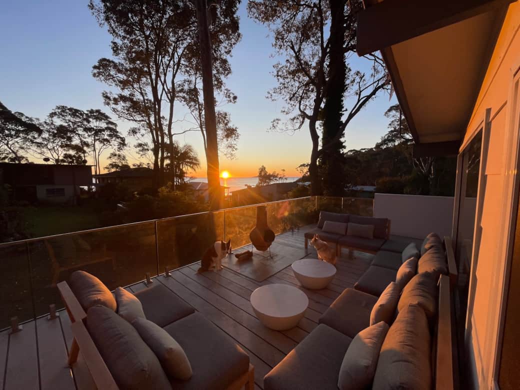 Sunset over the water