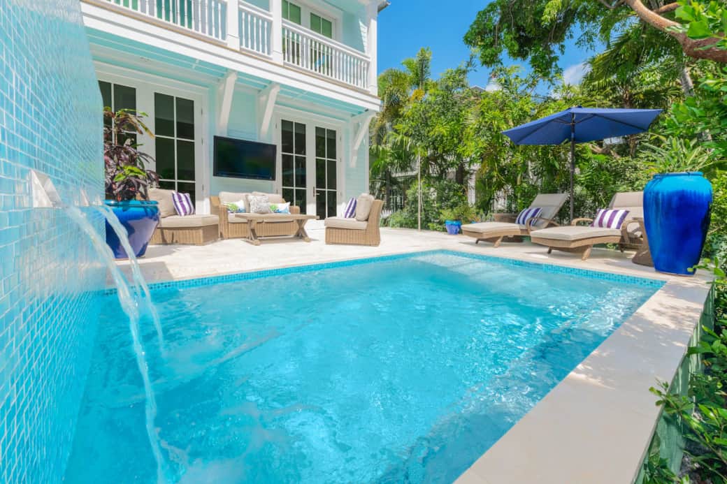 Private saltwater pool that is heated/chilled, has outdoor shower, TV, and lounge seating. Private saltwater pool that is heated/chilled, has outdoor shower, TV, and lounge seating.