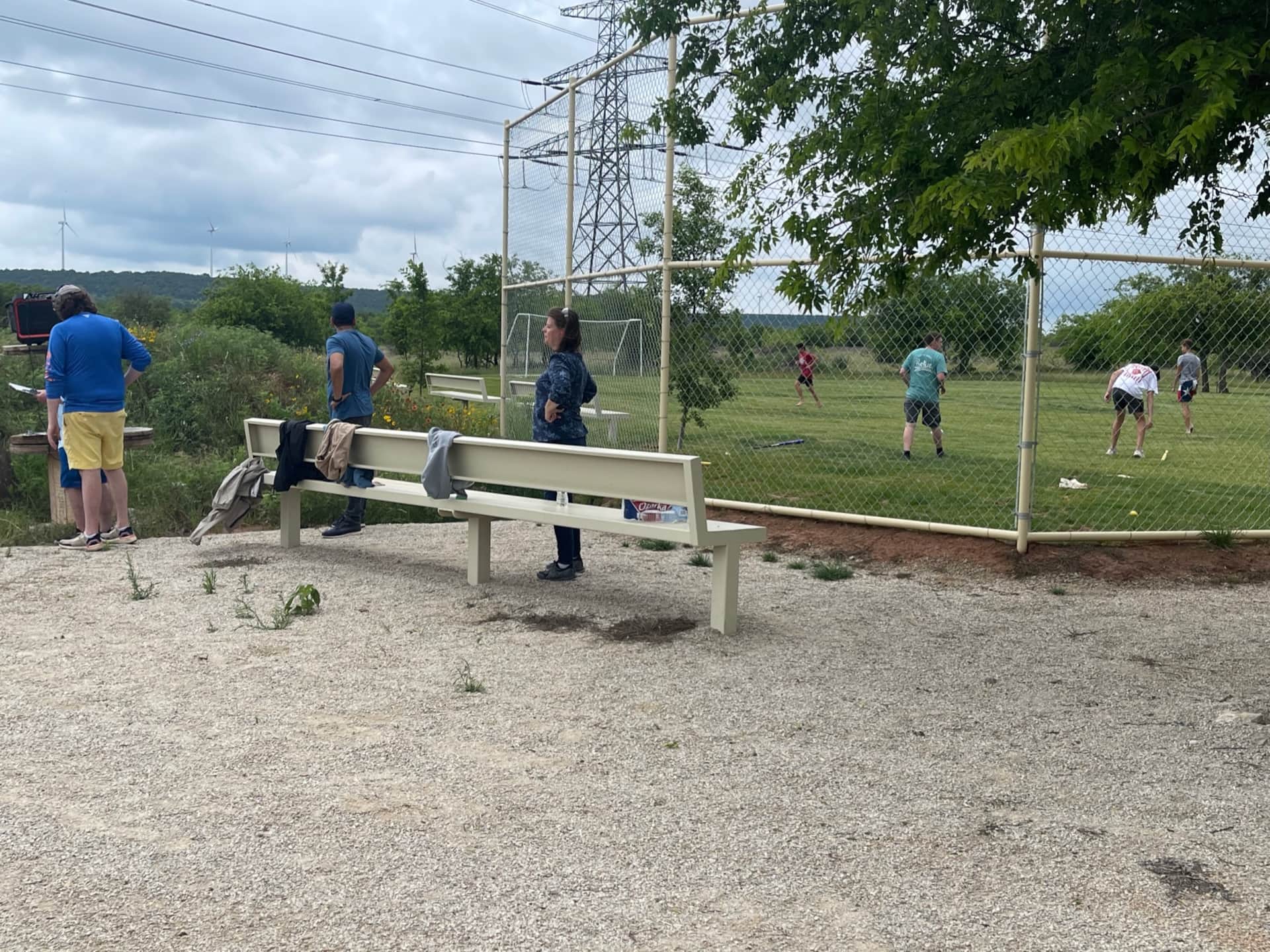 Church family at the practice baseball field at Lake Godstone sports fields Graford TX