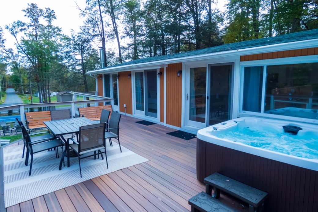 Two of the bedrooms connect directly to the deck.