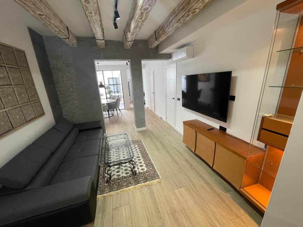 Bright living room with Smart TV 