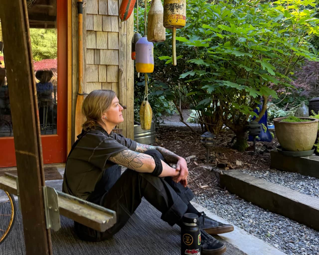 A quiet spot outside the studio