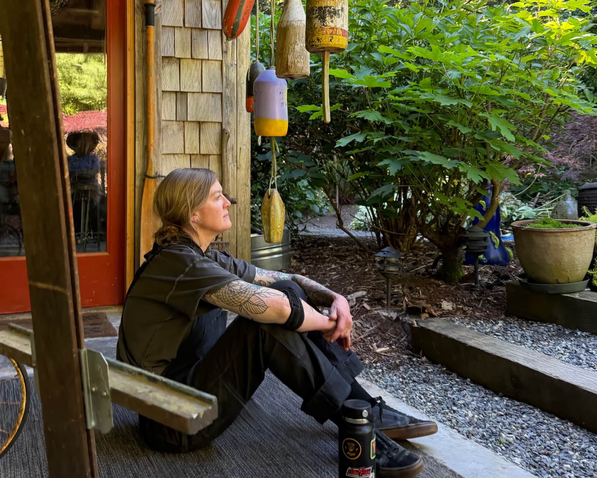 A quiet spot outside the studio