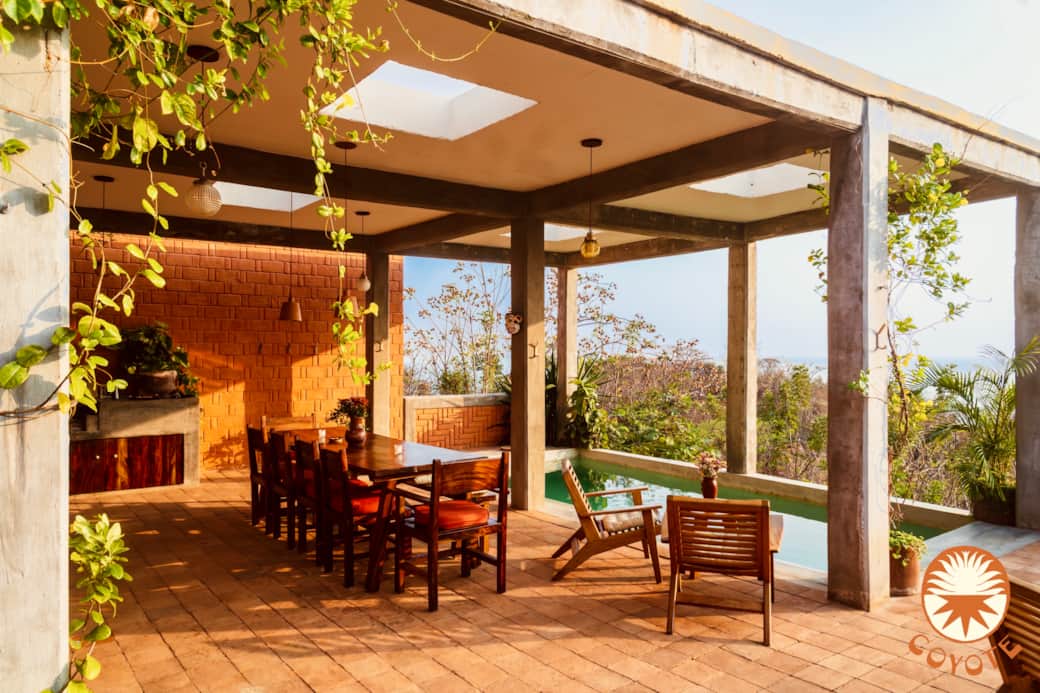 exterior dining/pool/ living area