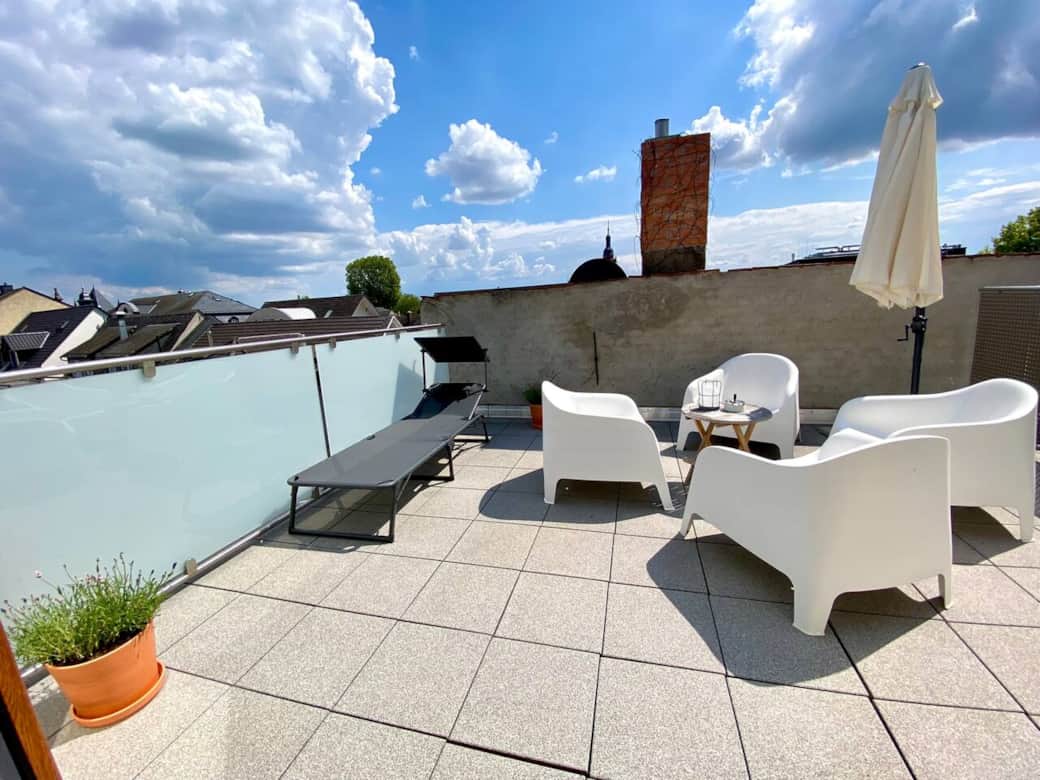 Sunny rooftop terrace