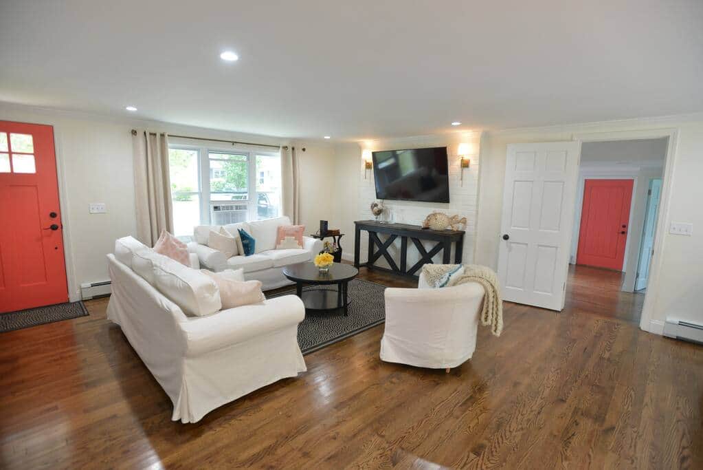 Main living space opens up to huge master suite