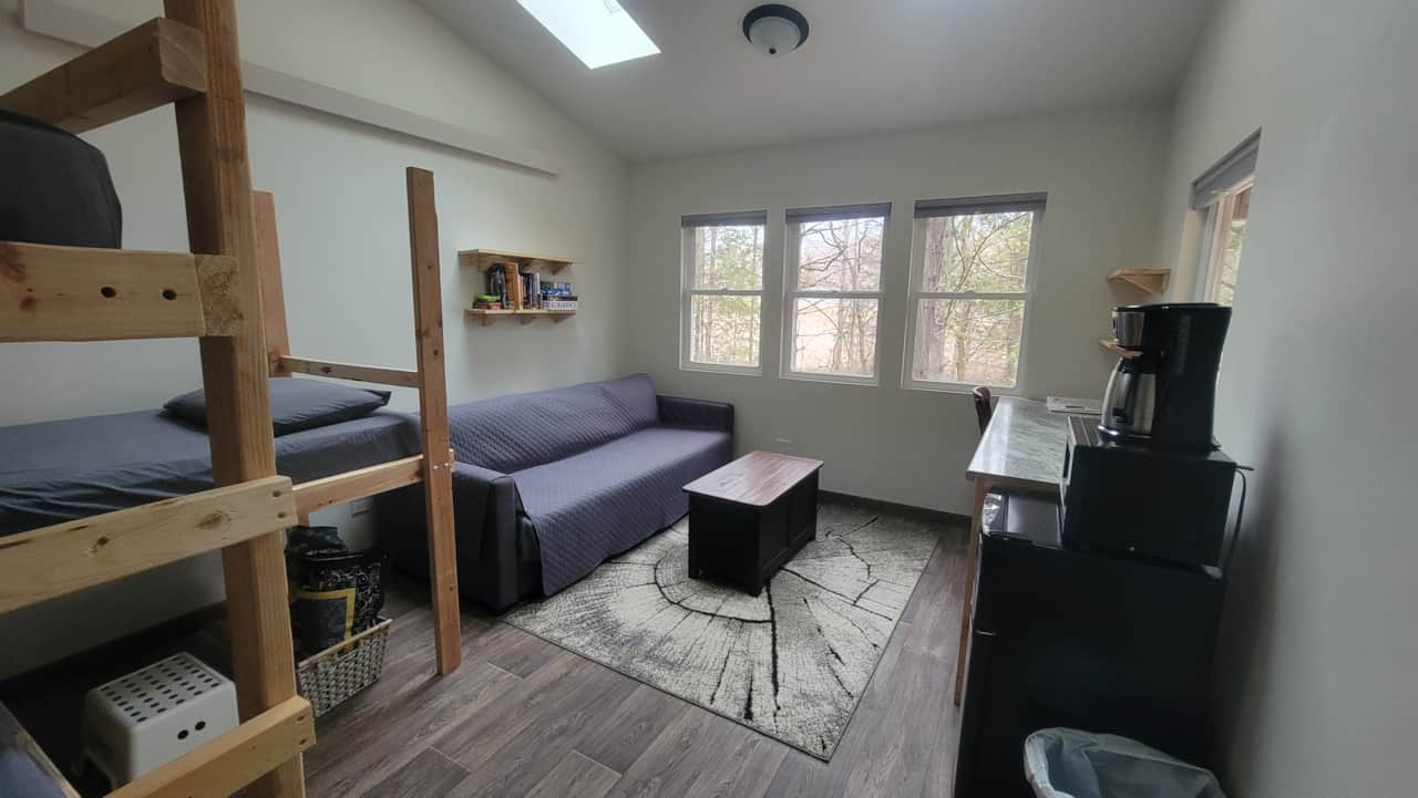 Cabin 3 interior facing windows.