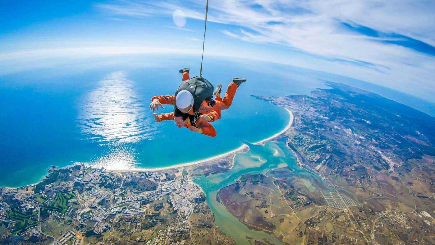 Saut en parachute tandem avec vues panoramiques sur l’Algarve