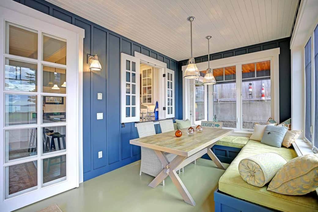 The dining space is informal, and provides a beautiful view of the Puget Sound.