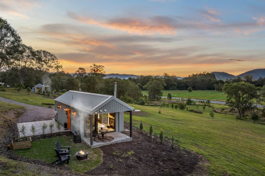 Jinibara Cottage Twilight Aerial 4