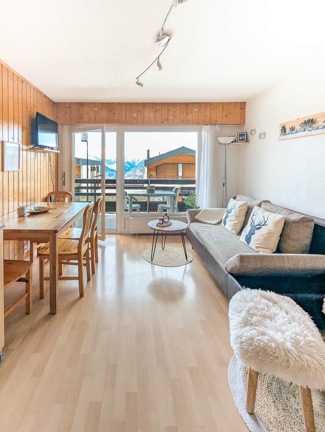Living room and dining room