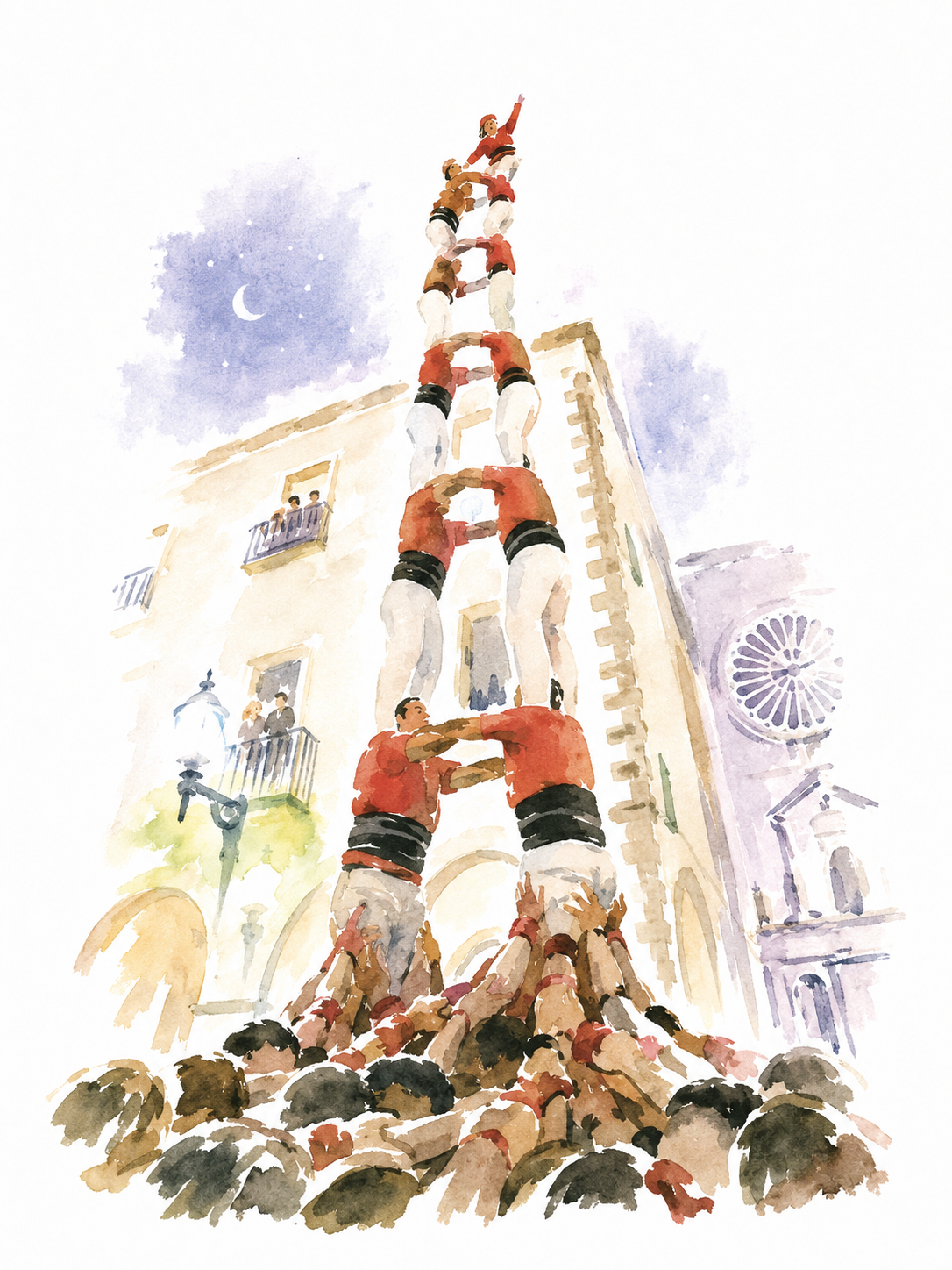 Watercolour illustration of a 2 de 8 amb folre castell