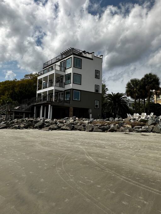 View of villa from beach.
