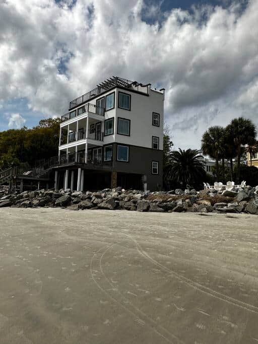 View of villa from beach.