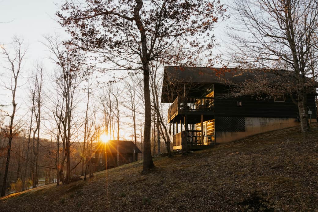 Homestead in front, Treestand cabin in backrgound