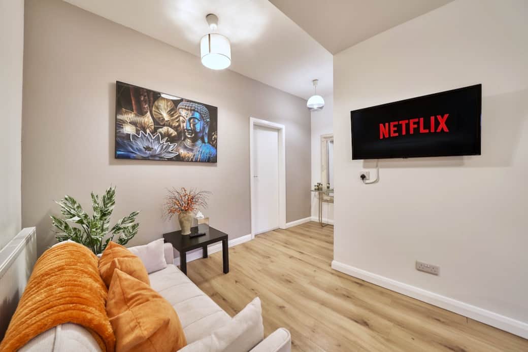 Comfortable sofa that turns into a double bed, perfect for extra guests