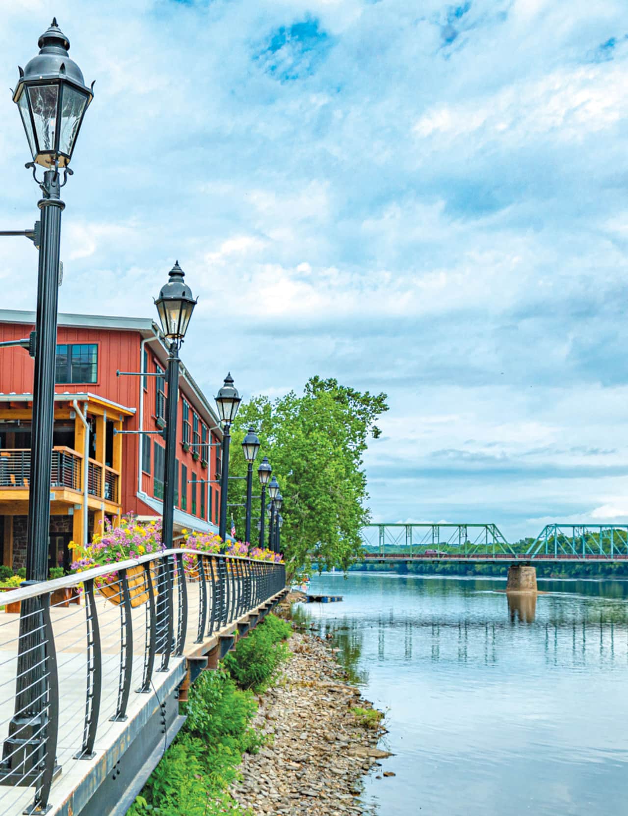 The New Hope riverfront and bridge across the Delaware River