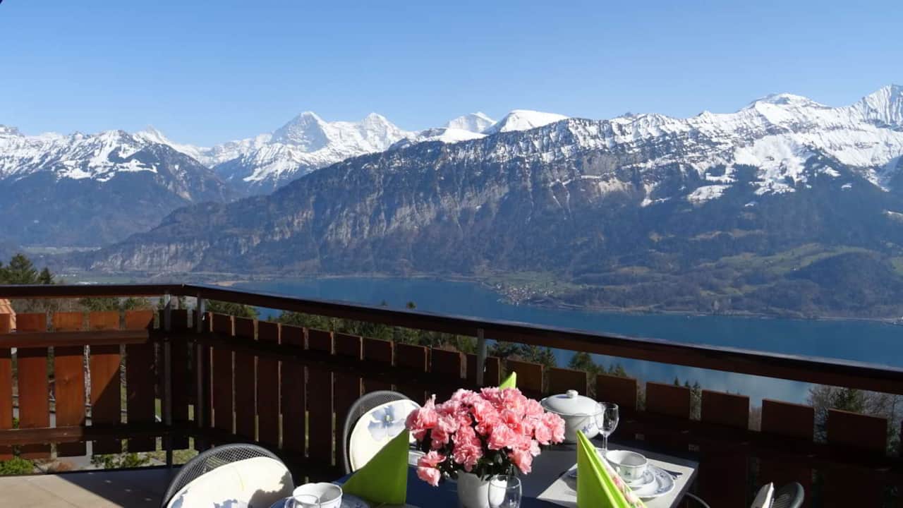 Ausblick zu Eiger, Mönch und Jungfrau