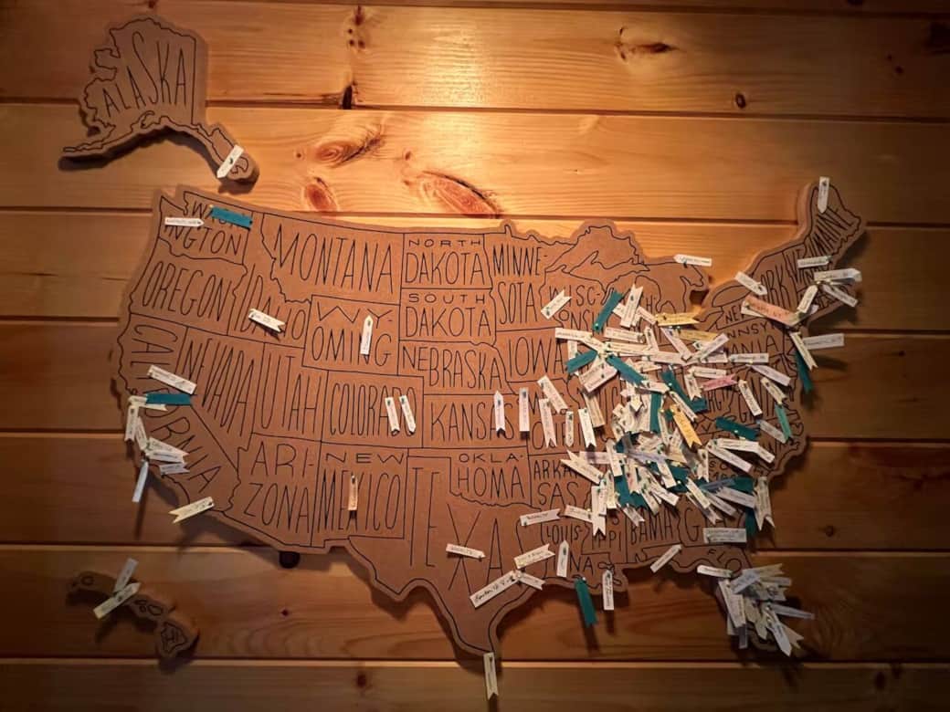 Our location board- where guests have visited from. Can't wait to have yours on there. Our location board- where guests have visited from. Can't wait to have yours on there.