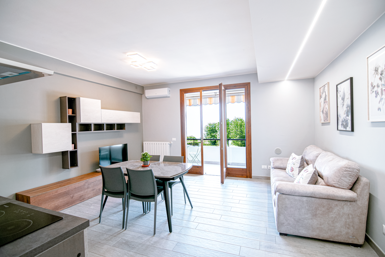 The dining room and the living room