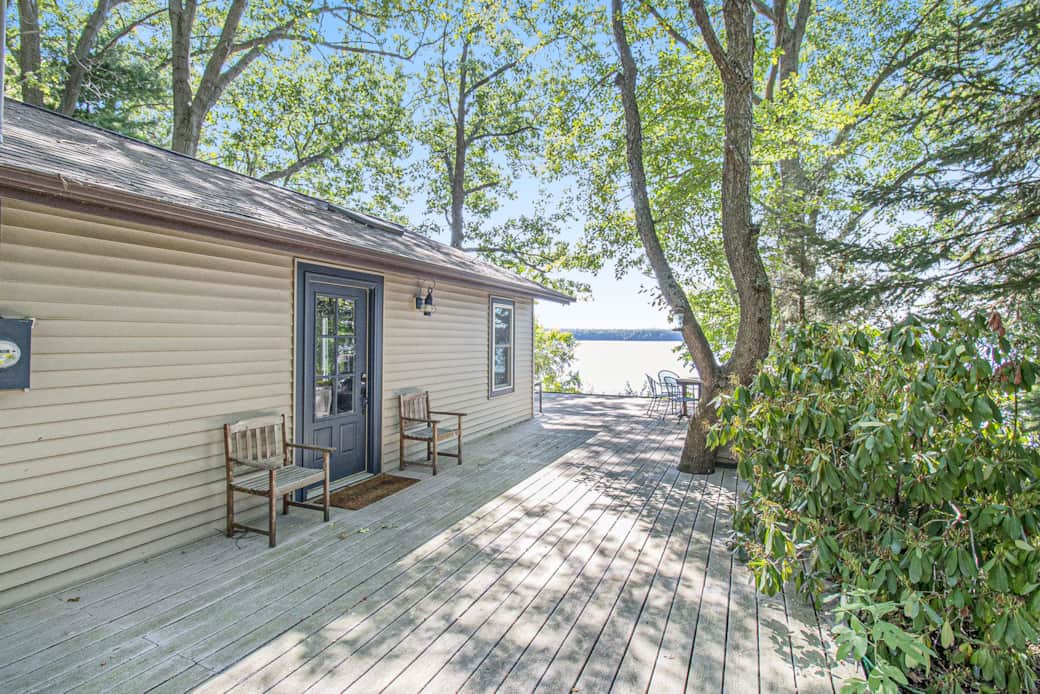 Front door with the lake in view. 