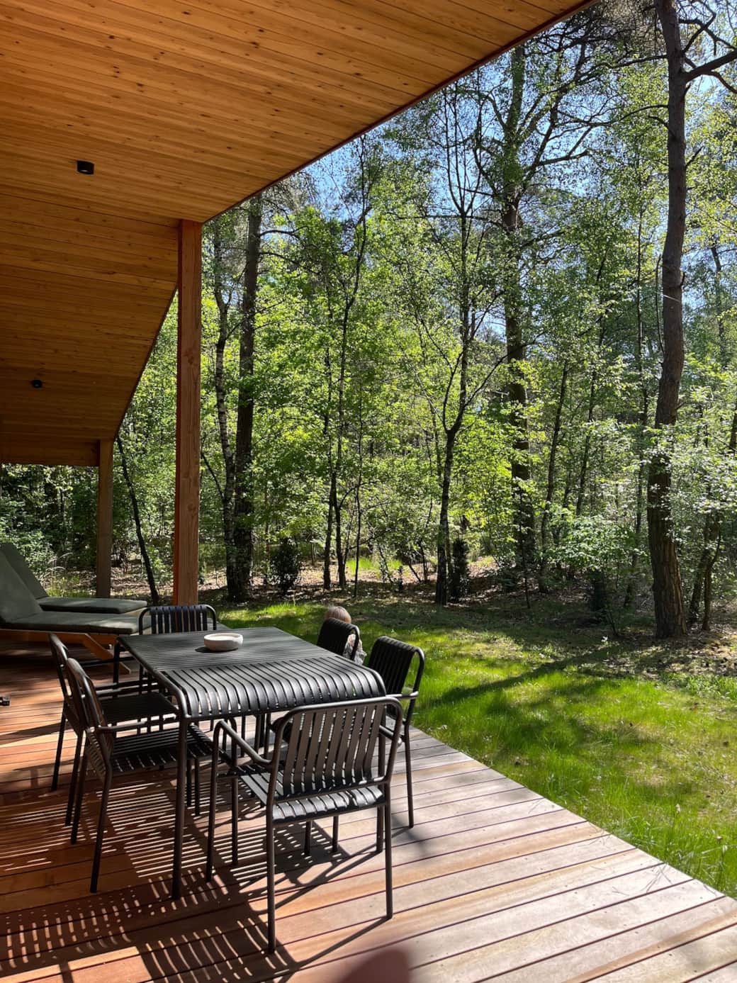 Outdoor seating surrounded by nature