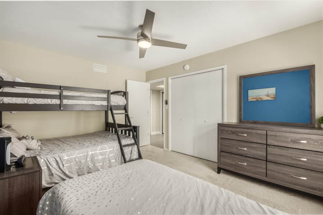 3rd bedroom with twin over double bunkbed and another twin bed 3rd bedroom with twin over double bunkbed and another twin bed