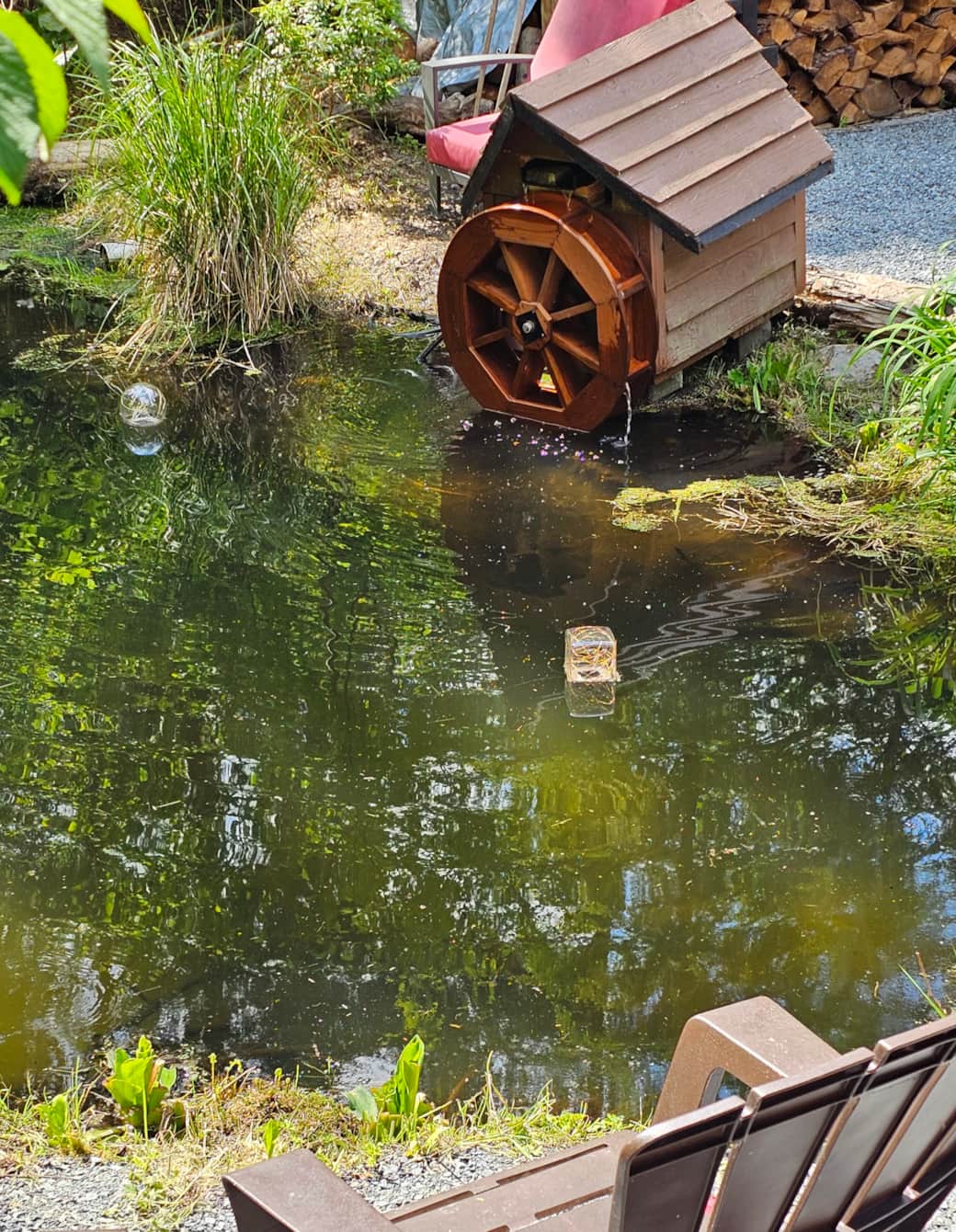 Pond with water features