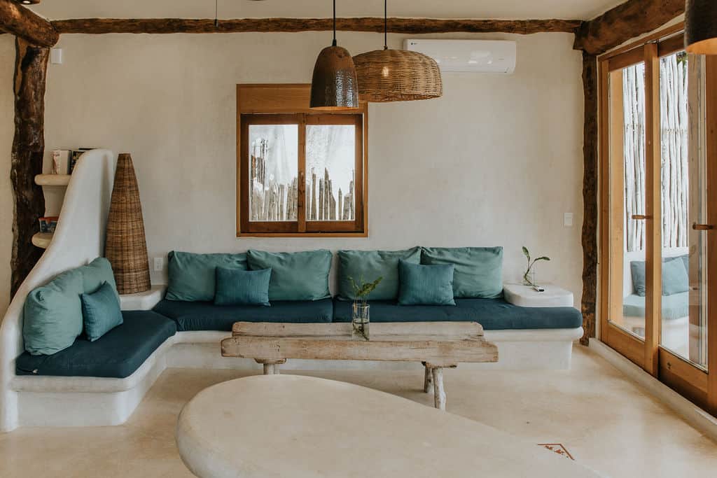 Living area with sea views