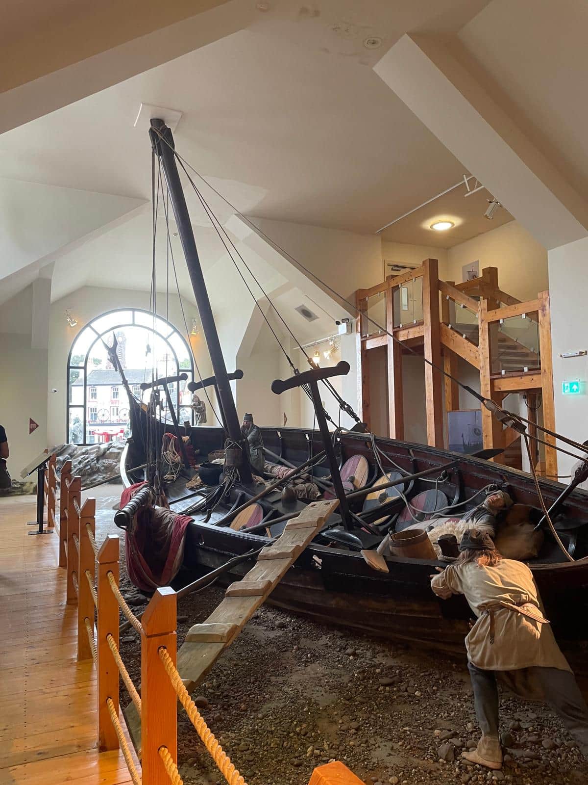A Viking long ship replica displayed at the House of Manannan