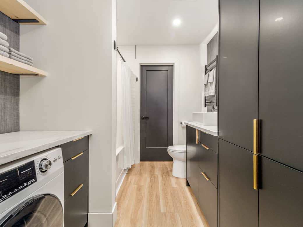 Laundry and bathroom
