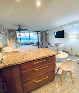 Full size living space to sit and enjoy visiting with family and friends. Love seat and chair. 
