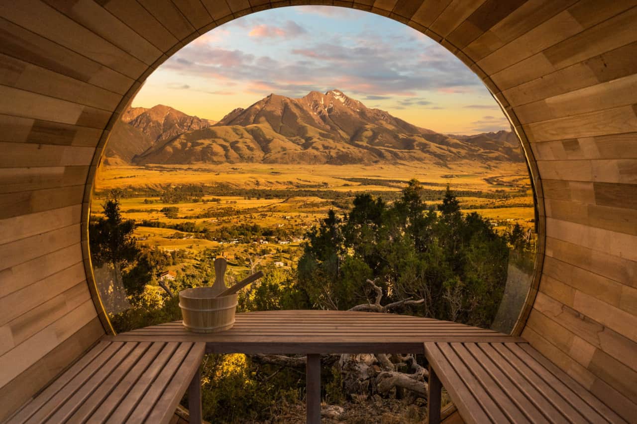 Panoramic Detox. Breathe in the rich scent of cedar while watching the alpenglow on Emigrant Peak.