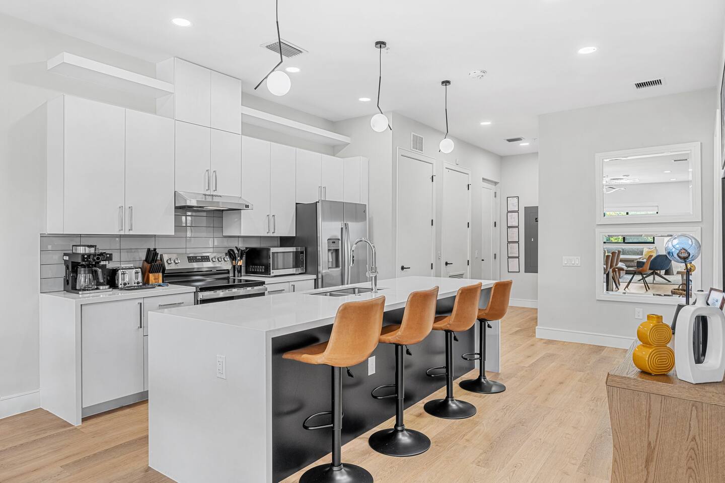 Kitchen island seating makes mornings and meals easy.