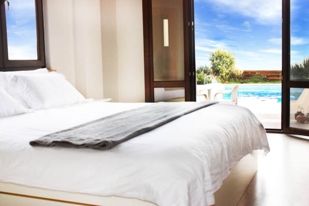 Ground floor Bedroom 1, super king size, ensuite with view to the pool Ground floor Bedroom 1, super king size, ensuite with view to the pool