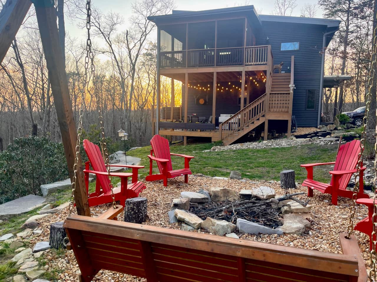 Relaxing sunsets by the fire