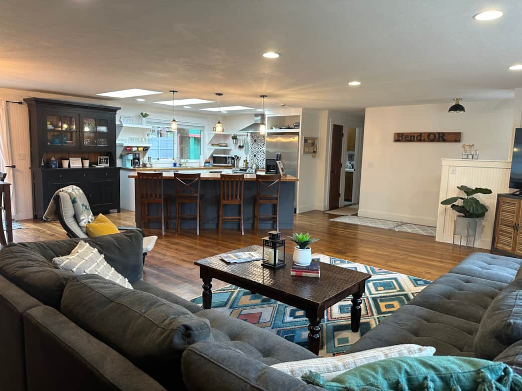 Large open living room and kitchen