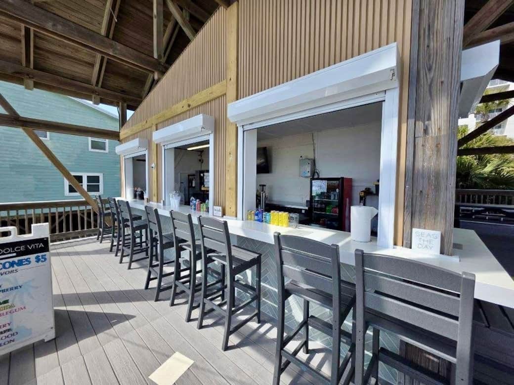 Beachfront Pavilion Bar & Grill for Emerald Shores Guests only