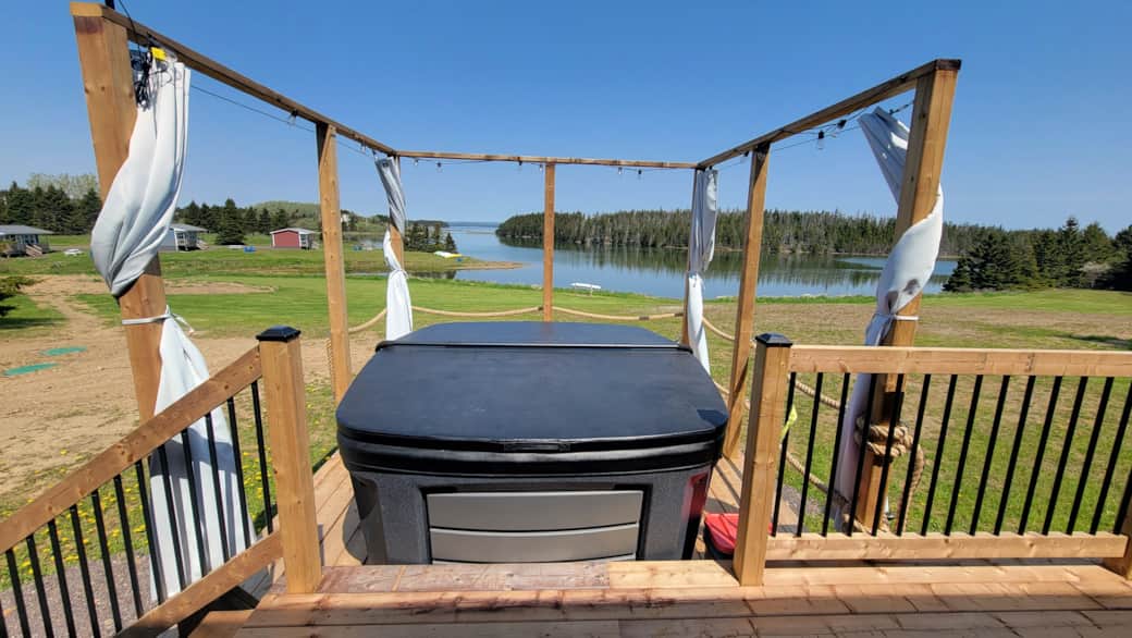 5 person Hot Tub with privacy curtains and patio lights 5 person Hot Tub with privacy curtains and patio lights