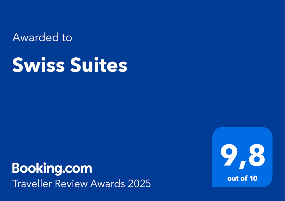 Booking.com Traveller Review Award 2025 - Swiss Suites 9.8 out of 10