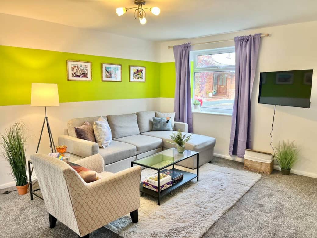 Living area - large bright living area with comfortable sofa to watch Netflix on the large TV!