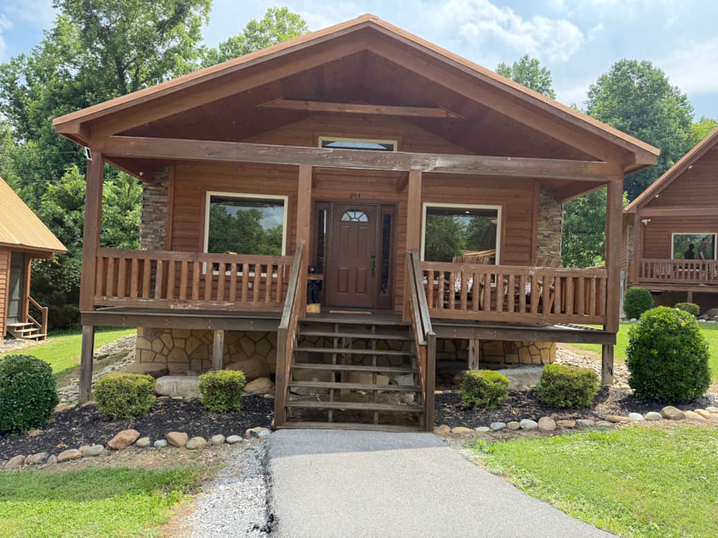 Front of Cabin with Two Parking Spaces