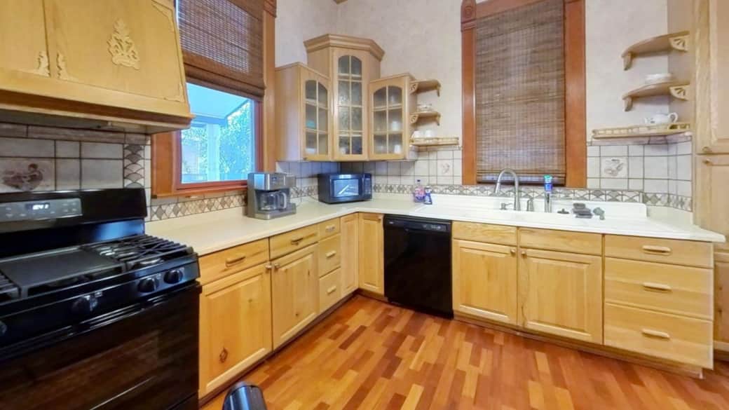 Open kitchen design at The Wildflower House, fully stocked for your cooking needs Open kitchen design at The Wildflower House, fully stocked for your cooking needs