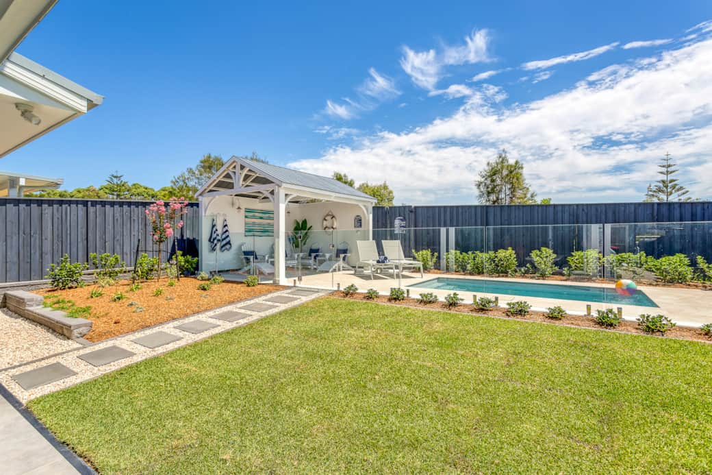 Backyard with Pool and Poolhouse