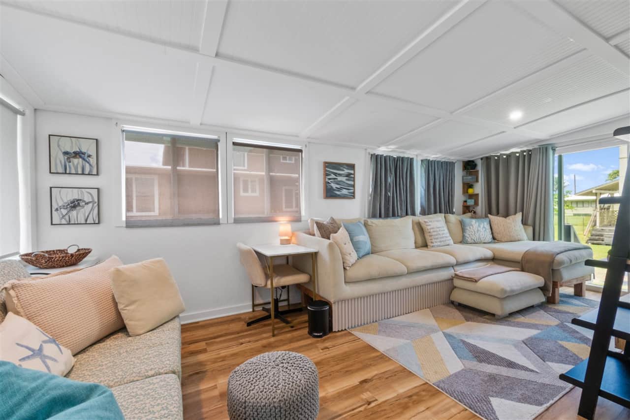 Large sectional and TV for movie nights